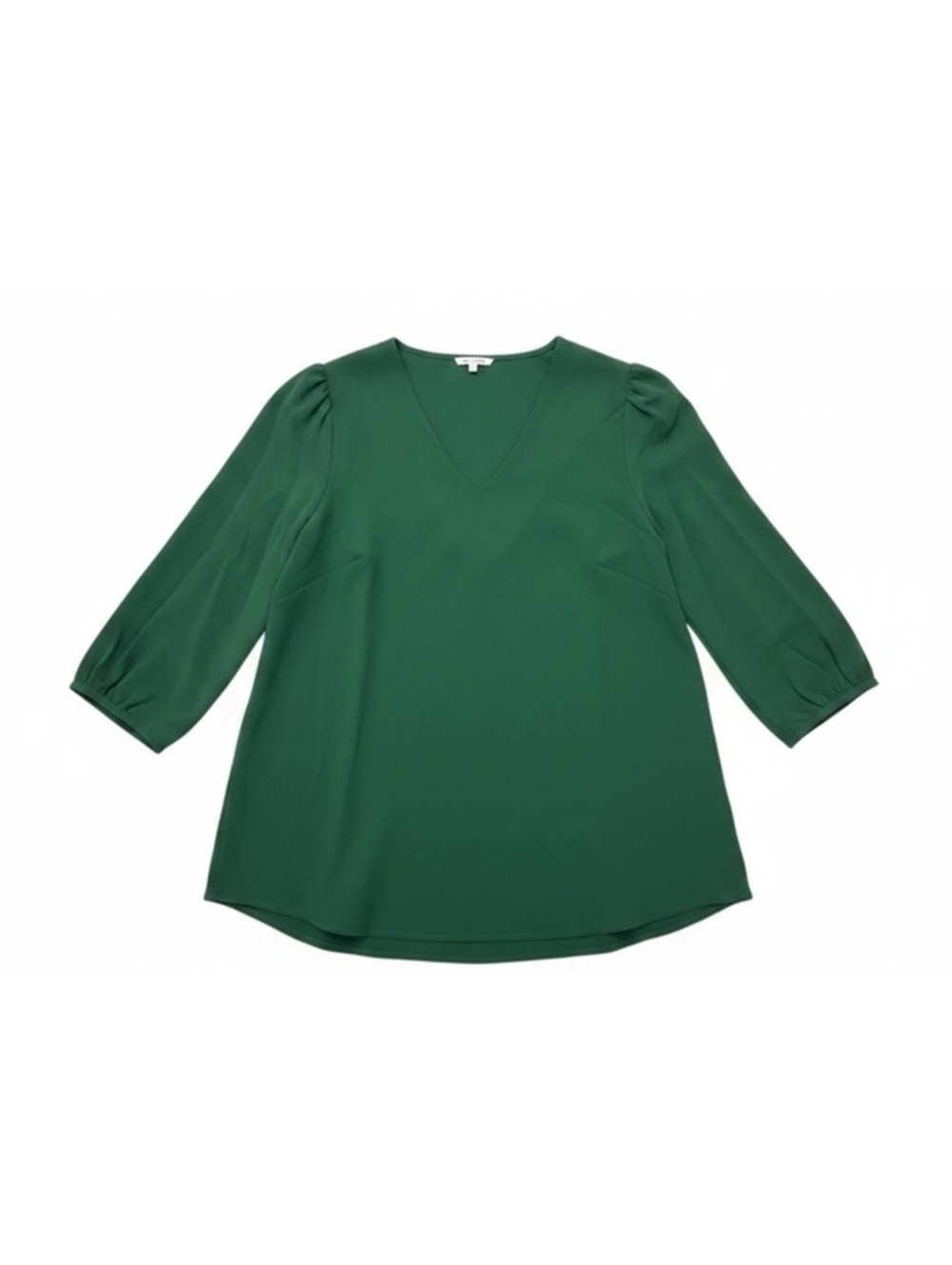 JODIFL Women’s Small Green V Neck Blouse Puff Sleeve 3/4 Sleeve Tunic Top
